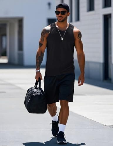MAGCOMSEN Men's Tank Tops Sleeveless Summer Workout Shirt Casual Bodybuilding Lightweight Breathable Muscle T Shirt Black,L — view 3