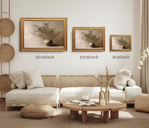 Vintage Botanical Wall Art, Gold Framed Olive Tree Paintings Wall Decor, Modern Farmhouse Still Life Canvas Prints, Plant Antique Pictures, Organic Modern Artwork for Living Room Bathroom 8x10 Inch — view 8