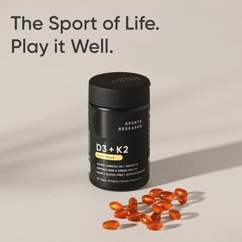 Sports Research® Vitamin D3 + K2 w/Coconut Oil - Vegan Vitamin D 5000iu (125mcg) & Mk7 Vitamin K 100mcg for Bone & Immune Support - Vegan Certified · Non-GMO · Soy Free - 30 Softgels — view 6
