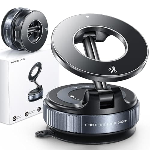 MRGLAS 2026 Upgraded Vacuum Suction Phone Holder for Car, Magsafe Car Phone Holder Mount, [98+LBS Suction & 2800gf Magnetic] 360° Adjustable Shower & Wall Mount, Car Accessories for iPhone 17 Pro Max