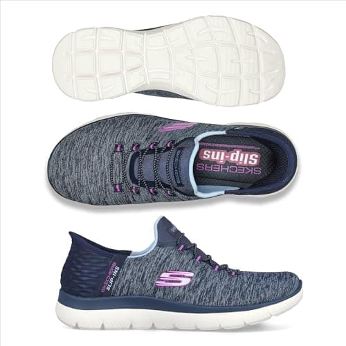 Skechers Women's Summits Hands-Free Slip-Ins – Memory Foam Insole, Heel Pillow, Vegan Materials Sneaker, Navy Purple, 5 — view 8