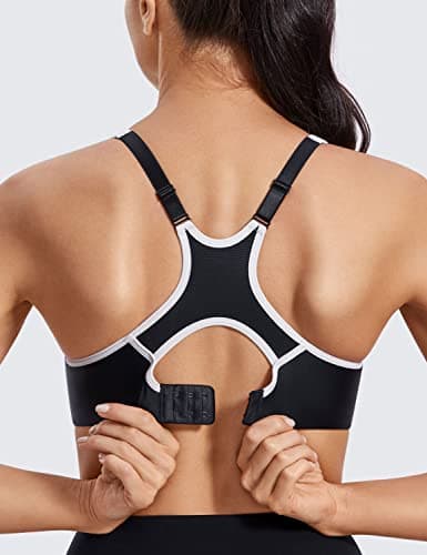 SYROKAN Women's Full Support High Impact Racerback Lightly Lined Underwire Sports Bra Black 36F — view 2