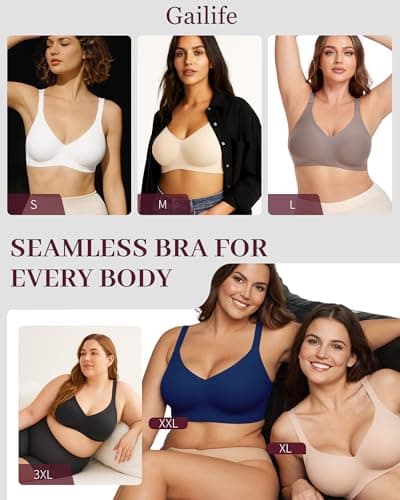 Gailife Womens Jelly Bra for Women Wireless Bras Seamless No Underwire Supportive Full Coverage T-Shirt Bra-Skin Color-M — view 7