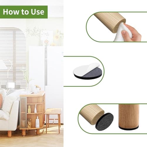 COVERCORNER Felt Furniture Pads for Hardwood Floors 48 PCS, Furniture Pads, Floor Protectors for Hardwood Floors, Felt Pads for Furniture, Round, Black — view 4