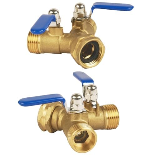Hose Splitter 2 Way Heavy Duty, Full Flow Garden Hose Splitter with Large Easy-Turn Handle, 3/4 Inch GHT Brass Water Hose Splitter for Outdoor Faucet, Y Valve Hose Bib Splitter — view 4