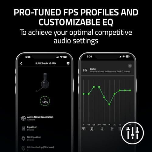 Razer BlackShark V3 Pro Wireless ANC Gaming Headset for PS5: Full Band Mic - 50mm Drivers - 2.4 GHz, Bluetooth, 3.5mm - Works with PC, Mac, Nintendo Switch, Smartphone - Long Battery Life - Black — view 7
