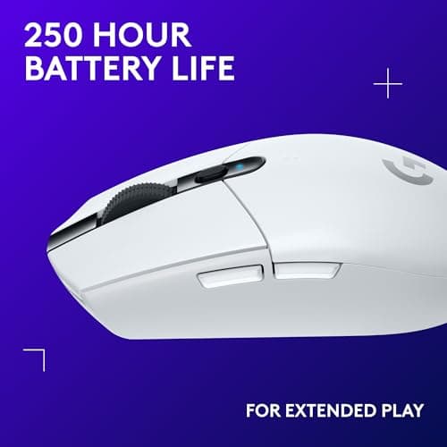 Logitech G305 Lightspeed Wireless Gaming Mouse, Hero Sensor, 12,000 DPI, Lightweight, 6 Programmable Buttons, 250h Battery, On-Board Memory, Compatible with PC, Mac - White — view 3