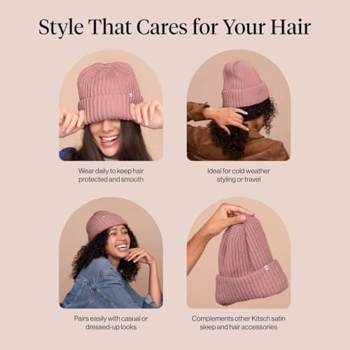 Kitsch Glazey™ Satin Lined Beanie for Men and Women - Blush — view 5