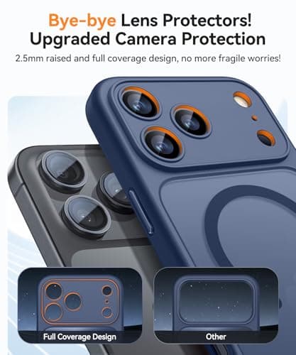 CANSHN Magnetic Compatible with iPhone 17 Pro Case, Upgraded [Full Camera Protection] [Compatible with Magsafe] [Translucent Matte] Shockproof Protective Phone Cover 6.3 Inch - Deep Blue — view 2