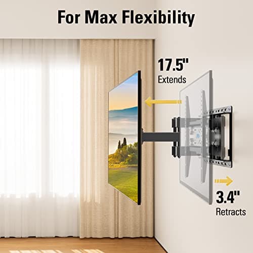 Mounting Dream TV Wall Mount for 32-70 Inch Television,Mount with Swivel and Tilt, Full Motion Bracket with Articulating Dual Arms, Fits 16inch Studs, Max VESA 400X400 mm, 99lbs, MD2380