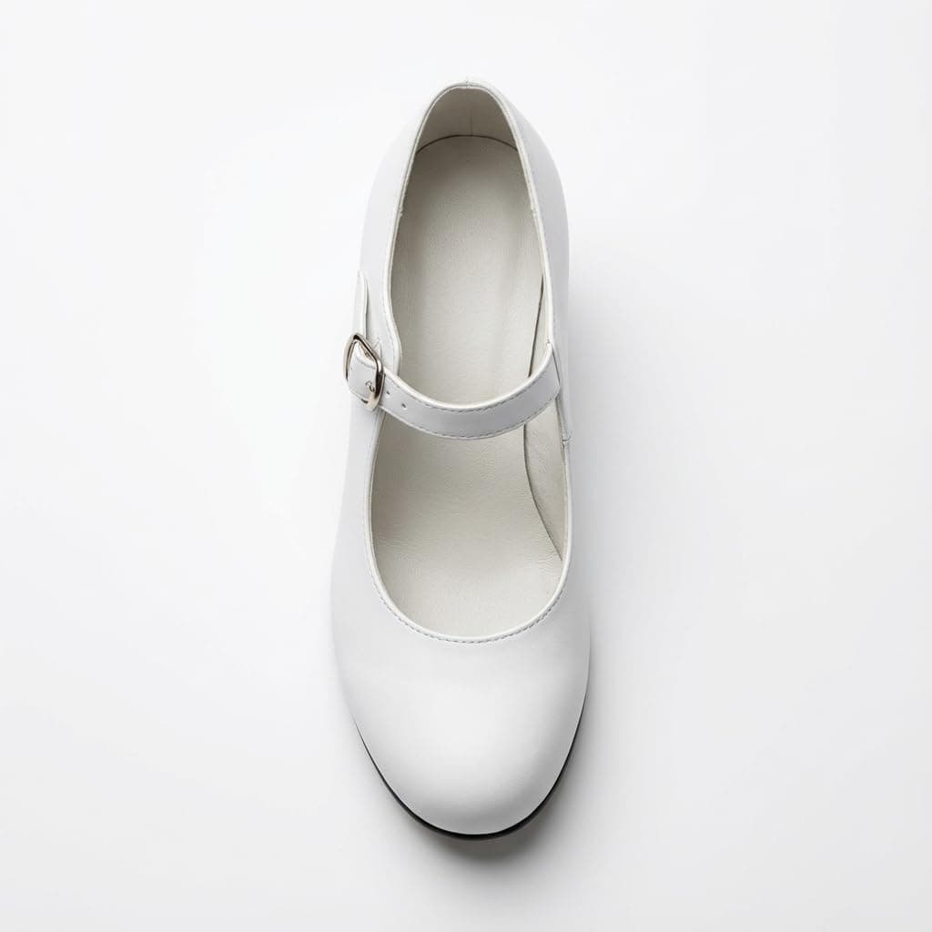 Tacones Flamenca niña Zapatos de Baile Profesional Hechos a Mano en España Calzado Tradicional Blanco y Negro con Sonido auténtico y Gran Comodidad — view 5