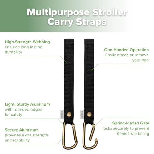 haakaa Baby Stroller Hooks for Bags丨Universal Stroller Clips and Hooks, Non-Slip with One-Hand Opening, Multipurpose Stroller Straps for Diaper Bags, Backpacks, Bikes & Shopping Carts - Black, 2 Pack — view 3