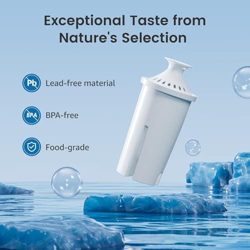 AQUA CREST CF06A Replacement for Brita® Filter, Brita® Water Pitchers and Dispensers, Classic OB03, Mavea® 107007, and More, NSF Certified Pitcher Water Filter, 1 Year Filter Supply, 6 Pack — view 4