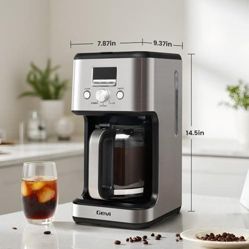 Gevi 14-Cup Drip Coffee Maker, Strong Brew, Glass Carafe, 2H Warm Silver — view 5