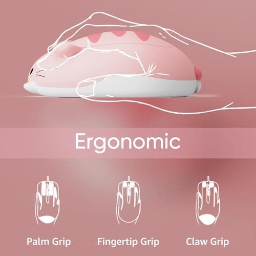 Akko Cat Theme Wireless Gaming Mouse Pink, Tri-Mode Mouse BT3.0/BT5.0/2.4G, Cute Optical Cordless Cartoon Mice for Computer/Laptop/Desktop/PC, Compatible with Mac/Win (Pink Angie) — view 4