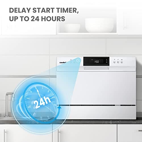 COMFEE’ Portable Mini Dishwasher, Energy Star, Countertop, 6 Place Settings, with 8 Washing Programs, Speed, Baby-Care, ECO& Glass, Dish Washer for Dorm, RV& Apartment, White — view 6