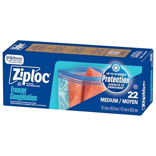 Ziploc Medium Food Storage Freezer Bags, Grip 'n Seal Technology for Easier Grip, Open and Close, 19 Count