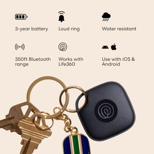 Life360 Tile - Bluetooth Tracker, Keys Finder and Item Locator for Keys, Bags and More. Phone Finder. Both iOS and Android Compatible. 1-Pack (Black) — view 5