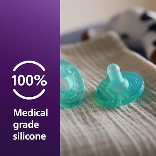 Philips Avent Soothie Baby Pacifiers - 100% Silicone Pacifiers for Babies 0-3 Months, One-piece Design, BPA-Free, Extra Durable, Green, 4 Pack, Model SCF190/41 — view 3