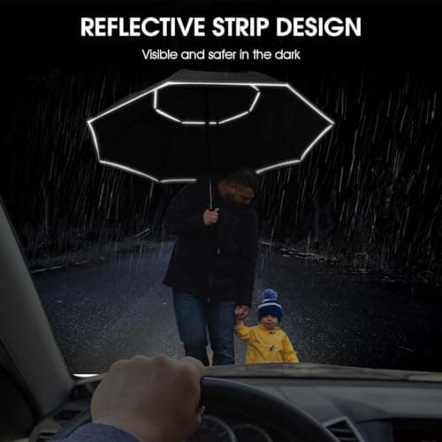 G4Free 68 Inch Automatic Open Golf Umbrella Extra Large Rain Umbrella Oversize Double Canopy Vented Windproof Waterproof Stick Umbrellas (Black)