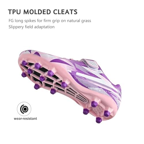 Irtaru Boys Girls Soccer Cleats Kids Soccer Shoes for Little/Big Kid Outdoor Indoor Firm Trainning Ground Athletic 10 Toddler Pink — view 3