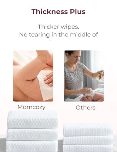Momcozy Baby Wipes-Extra Large Size Design, 99% Water Based, Unscented & Hypoallergenic, Cleansing & Moisturizing Baby Wipes for Sensitive Skin, 240 Count (4 packs) — view 4