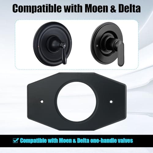 Shower Valve Remodel Cover Plate, A502-26 Single Hole Conversion Plate Compatible with Moen & Delta Trim, Bathroom Wall Repair Escutcheon, Black — view 2