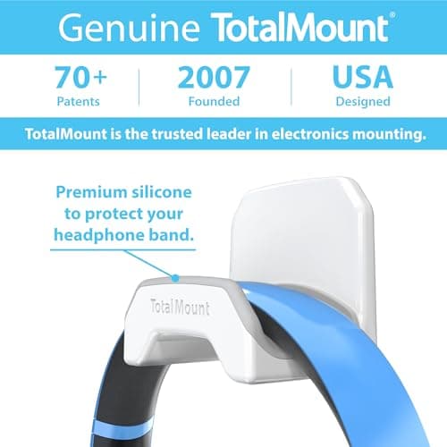 TotalMount Gaming Headset Hanger – Includes Removable Adhesive Strips for Easy, Damage-Free Wall, Desk, or PC Mounting (White Headphone Hook with Premium Silicone Cradle – One Pack) — view 5