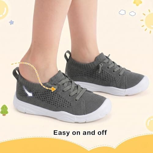 LeIsfIt Toddler Barefoot Shoes Girls Boys Lightweight Sneakers Kids Tennis Shoes Slip on Shoes Dark Grey Size 6 — view 4