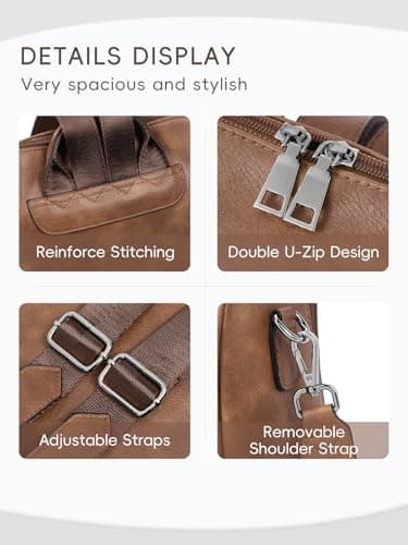 CLUCI Backpack for Women Fashion Vegan Leather Designer Bookbag Ladies Convertible Travel Backpack purse for Women — view 3