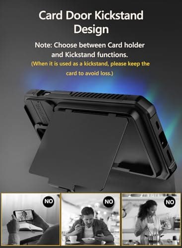Vihibii for iPhone 15 Pro Max Case with Card Holder (4 Cards), Built-in 2X Privacy Screen Protector & Slide Camera Cover & Kickstand, Military Grade Drop Protection, Rugged Wallet Case, Black — view 4