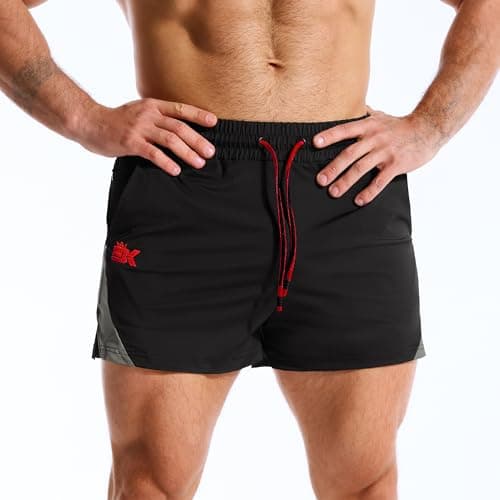 BROKIG Men's LightArmor Bodybuilding Gym Shorts with Zip Pocket,3" Quick Dry Summer Running Shorts for Workout Tennis(Black,X-Large) — view 2