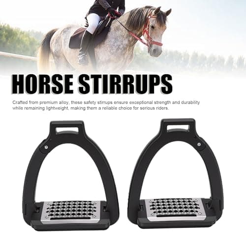 HEEPDD 1 Pair Horse Riding Stirrups, Alloy Side Opening Foot Stirrups with Anti Slip Pads, for Training Practice Show Jumping Dressage