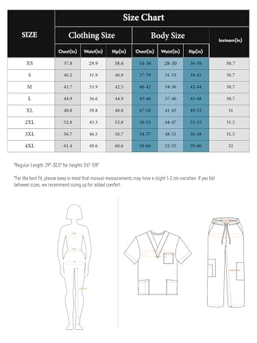 Scrubs for Women Set Medical Uniform - V-Neck Top & Straight Leg Pants with 9 Pockets, Wrinkle-Resistant Unisex Workwear, Navy Blue, M — view 7