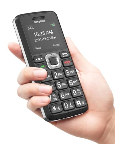 Easyfone T200 4G Unlocked Feature Cell Phone, Easy-to-Use Clear Sound Basic Dumb Mobile Phone with FM Radio, Flashlight, Bluetooth, Expandable Memory, Mini-Games, No Internet & No Camera (Black)