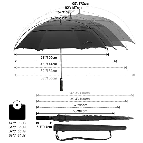 G4Free 68 Inch Automatic Open Golf Umbrella Extra Large Rain Umbrella Oversize Double Canopy Vented Windproof Waterproof Stick Umbrellas (Black) — view 2