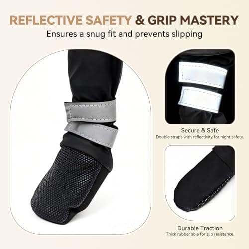 Dog Suspender Boots for Large Dogs – Waterproof & Non-Slip Dog Paw Protectors with Adjustable Straps & Reflective Strips, All-in-One Connected Dog Boots for Outdoor Walks, Snow, Rain, Hiking (L) — view 4
