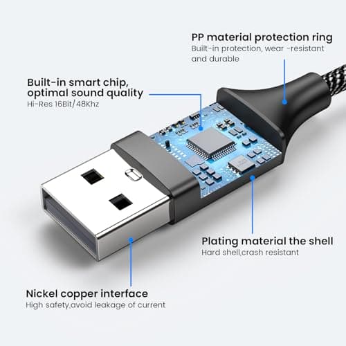 MOSWAG USB to 3.5mm Jack Audio Adapter 0.65Feet/20cm, External Sound Card Support Mic TRRS Headset with 3.5mm Aux Stereo Converter Compatible with Windows, PC, Laptop, Mac, Linux, Desktops, PS4 — view 5