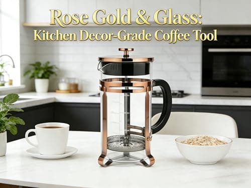 PSAVGLA 34oz French Press Coffee Maker, Thickened Borosilicate Glass & 304 Stainless Steel Double Mesh Filter. Cold Brew & Tea Brewer for Travel Camping, Kitchen Decor, Bar Accessories Gift (Copper) — view 7