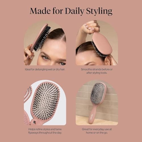 Kitsch Smooth & Polish Brush – Dual Bristle Detangler Brush, Shine & Frizz Control – Vegan Boar & Nylon Hair Brush with Cushioned Pad for Scalp Massage – Hair Care Tool for All Hair Types - Terracotta — view 5