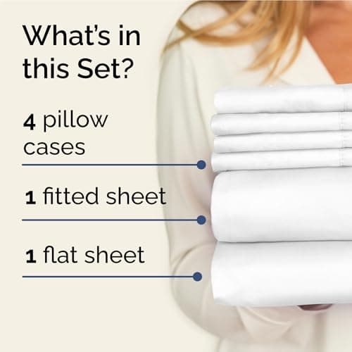 Full 6 Piece Sheet Set - Cooling & Breathable Bed Sheets - Hotel Luxury Bed Sheets for Women, Men, Kids & Teens - Comfy Bedding with Deep Pockets & Easy Fit - Soft and Wrinkle Free - Full White Sheets