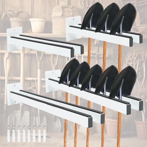 FEIMIRE Extra Wide Tool Rack Wall Mount – Heavy Duty Shovel Holder for Garage, Shed & Barn, Powder Coated Steel Organizer for Shovels, Rakes, Brooms, Truck Storage (3.5 x 4.5 x 17.3 in, 2 Pack)