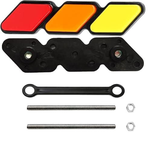 Car Grille Decor Badge, Tri-Color Acrylic Front Grille Emblem (Red Orange Yellow) for Mesh/Slotted Grilles, Replacement for Toyota Tacoma 4Runner Tundra RAV4