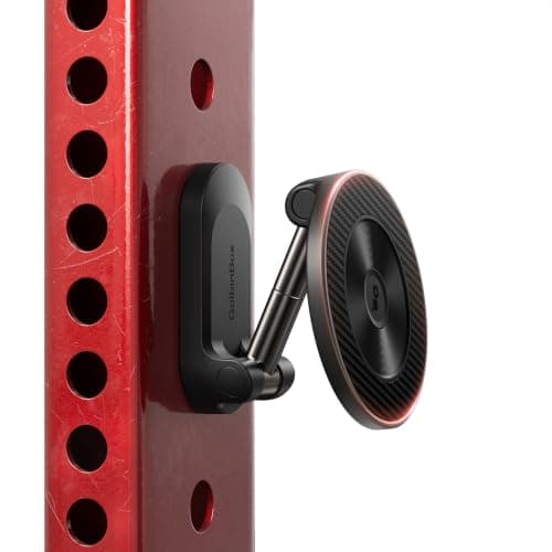 GolbinBox Magnetic Gym Phone Holder for MagSafe, All Metal Dual-Magnet Mount for iPhone and Android, 360° Adjustable Tri-Axis, Gym Essentials for Bodybuilder Men Women Recording Fitness Exercise,Black