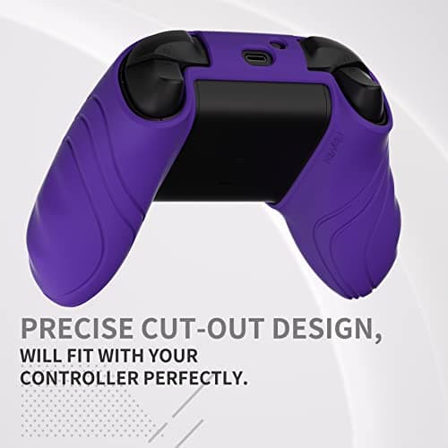 PlayVital Scorpion Edition Anti-Slip Silicone Case Cover for Xbox Series X/S Controller, Soft Rubber Case for Xbox Core Wireless Controller with Thumb Grip Caps - Neon Genesis Purple & Green — view 5
