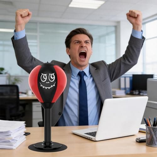 Suction Cup Desktop Punching Bag - High-Rebound Spring Boxing Ball for Stress Relief, Fun Office & Home Desk Toy, Secure Gift for Friends, Kids, Coworkers (Red) — view 5