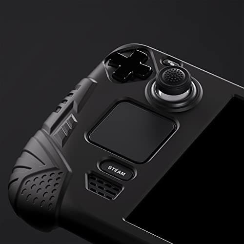 PlayVital Armor Series Protective Case for Steam Deck, Silicone Cover for Steam Deck with Back Button Enhancement Designed & Thumb Gripss - Black — view 2