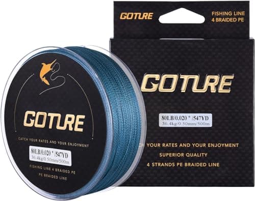 Goture Abrasion Resistant Braided Fishing Line, Zero Stretch Low Memory 4 Strand Braid Line for Saltwater Freshwater,30LB, 547Yds, 0.25MM, Dark Grey