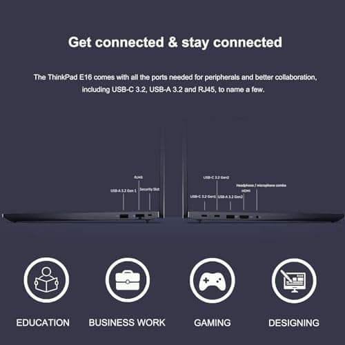 Lenovo ThinkPad E16 Gen 2 Laptop, 8-Core AMD Ryzen 7 7735HS, 16GB DDR5 RAM, 512GB PCIe SSD, 16" WUXGA Display, WiFi 6E, Backlit Keyboard, Fingerprint Reader, Windows 11 Pro, Business Laptop — view 5