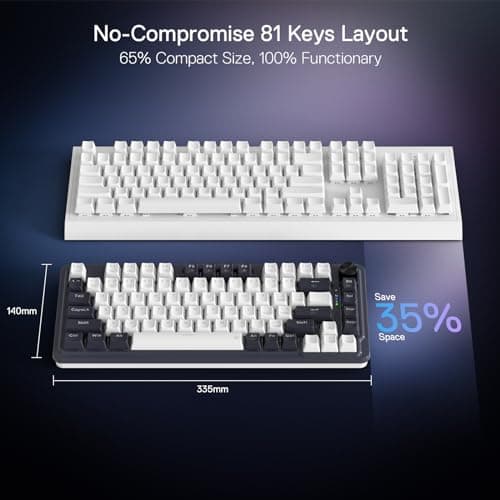 Redragon K673 PRO 75% Wireless Gasket RGB Gaming Keyboard, 3-Modes 81 Keys Compact Mechanical Keyboard Hot-Swap Socket, Dedicated Knob Control and 5-Layer Noise Dampening, Linear Red Switch — view 2